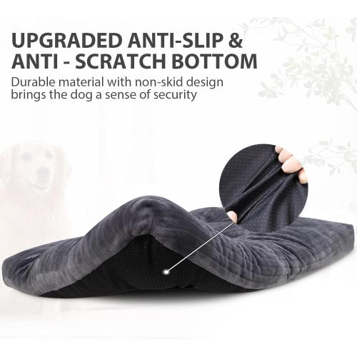 Dog Crate Bed Washable Dog Beds for Medium Dogs Deluxe Thick Flannel Fluffy Comfy Kennel Pad Anti-Slip & Anti-Scratch Pet Sleeping Mat, 29 x 21 Inch, Gray