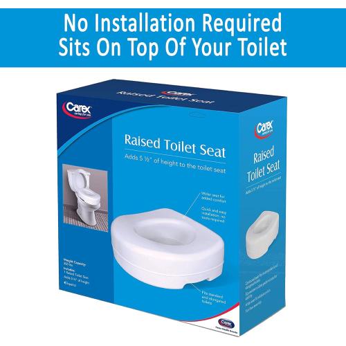 Carex Toilet Seat Riser, 5.5 Inch, Toilet Seat Risers for Seniors, Raised Toilet Seat, Supports 300lbs, Slip-Resistant, Toilet Riser, Elevated Toilet Seats