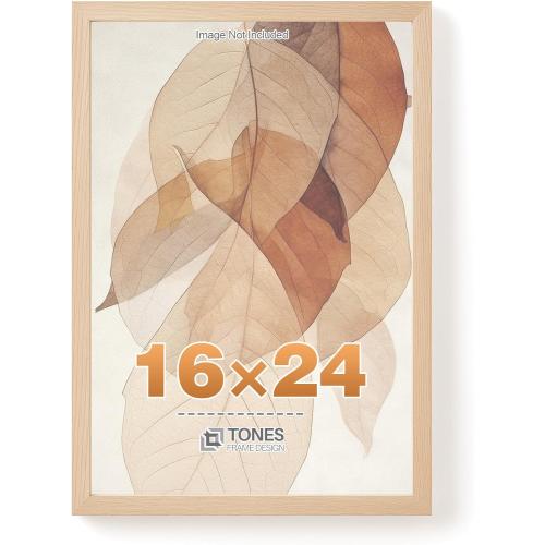 TONES FRAME DESIGN 16x24 Solid Wood Frame,Natural Oak Wood Picture Frame can Display Photo 16x24 Without Mat,Single Poster Frame for Wall Home Decor