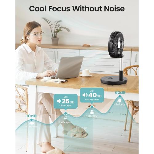 TriPole Foldable Standing Fan 12 Portable Rechargeable Quiet Fans, 6 Speed | Auto-oscillating, 12000mAh Battery Folding Fan, LED Display, Remote Control, Timer Setting, Height Adjustable for Home Office