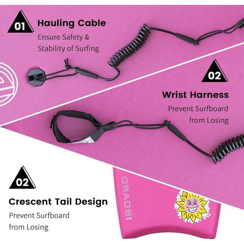 Bodyboard with Wrist Leash Lightweight Body Board for Adults with EPS Core 33/37/41 Inch Choose Color MISSING WRIST LEASH