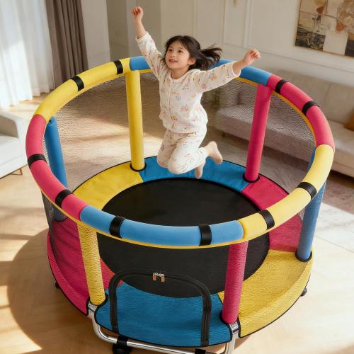 Trampoline for Kids, 47 Small Indoor & Outdoor Toddler Trampoline, Age 1-8 | Safety Enclosure Net, Baby Mini Recreational Trampolines, No-Gap Design, Play Gym, Birthday Gifts for Children & Boys & Girls