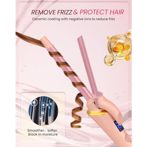 Ukliss Mini Curling Iron 0.5 Inch (13mm) | for Short Hair & Bangs | Creates Tight Ringlets | 30s Fast Heat & Dual Voltage, Pink