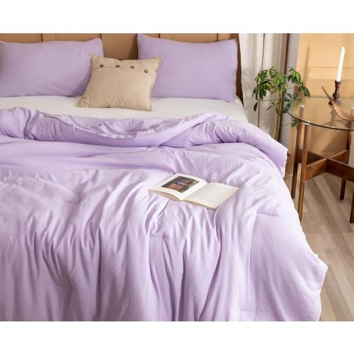 ROSGONIA Lavender Comforter Set Queen, 3pcs(1 Boho Purple Comforter & 2 Pillowcases) All Season Soft Bedding Lightweight Bedspread Blanket Quilt
