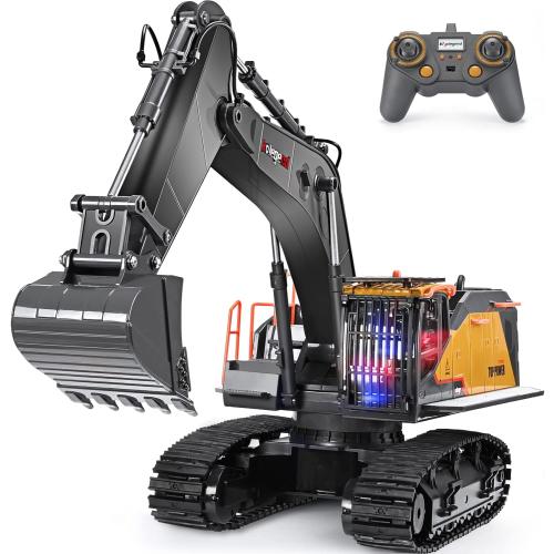 kolegend 22 Channel RC Excavator Metal Shovel Independent Arms 1/14 Scale, Professional Remote Control Construction Vehicles, Boy Toys Best Gift for 8  Years Old Boys Adults