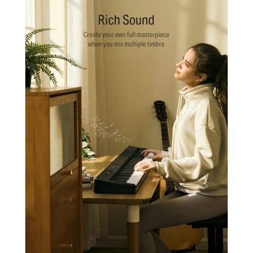 Donner DP-10 Portable Piano Keyboard 88 Keys for Beginner, Bluetooth Foldable Piano Keyboard with 128 Rhythms&Tones, Chord, Record, Drum Kit, Folding Digital Piano Bundle with Pedal, Piano Bag, Black