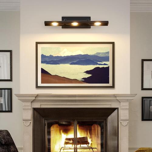 BELS Picture Lights for Wall Hardwired, 24 Black Wall Lights for Pictures,3-Light 2700k,Non-Dimmable, 270° Adjustable Swing Arm, Hardwired Wall Light for Artwork Poster Portrait Library Display