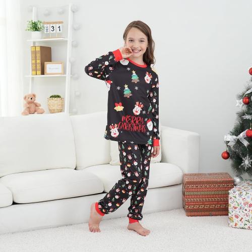 Size 4XL Color Black Family Matching Christmas Pajamas Set Cotton Xmas Deer Holiday Pajamas Sleepwear Dad Mom Kids PJs