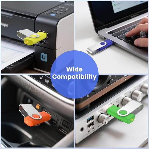 1GB Flash Drive 10 Pack, USB 2.0 Memory Stick with Lanyards Swivel Thumb Drives Bulk 1GB Pendrive U Disk for Data Storage (Mixcolors)