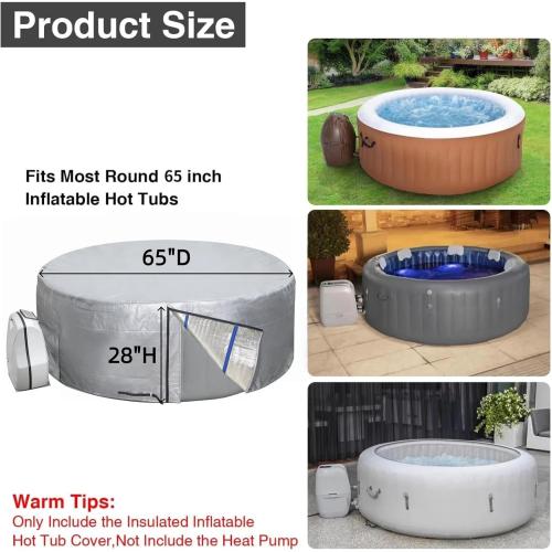 UCEDER Round Insulated Hot Tub Cover,Outdoor Waterproof Inflatable Hot Tub Thermal Cover with Install Door Design, Energy-Saving and Eco-Friendly Spa Cover for Keeping Warm