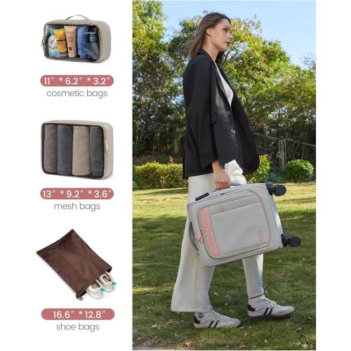 LOVEVOOK 4 Pcs Carry On Luggage 22x14x9 Airline Approved 20 Inch Underseat Carry on Suitcase for Women Men Softside Travel Luggage with Spinner Wheels and TSA Lock