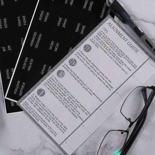 Thinkor Reposition Laminated Bible Tabs, Large Print Stickers, Easy to Read and Apply Bible Tabs for Women and Man (Luxury Black)