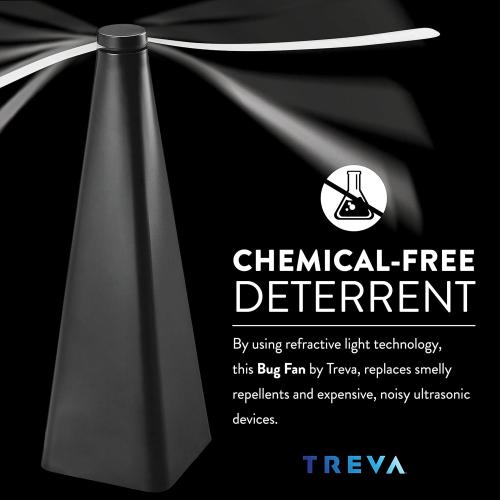 Treva Bug Fan Fly Deterrent with Holographic Blades to Clear Bugs, Mosquitoes, and Flies, Battery Powered Fly Fan 2 Pack