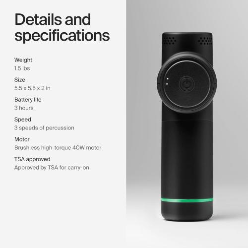 Hyperice Hypervolt Go 2 - Black - Featuring Quiet Glide Technology - Handheld Percussion Massage Gun - 3 Speeds, 2 Interchangeable Heads - Helps Relieve Sore Muscles and Stiffness