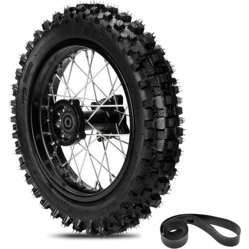 EOPOAYI 80/100-12 3.00-12 Dirt Bike Rear Wheel Tire Tube Assembly Compatible with 90cc 110cc 125cc SSR125 Taotao DB14 KX65 Coolster QG-214 CX65 Baja DR70 Off Road Motocross Parts with 12mm Bearing