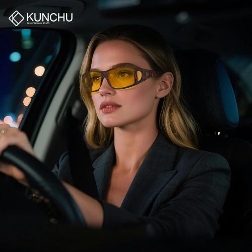 Night Vision Glasses for Driving Anti-Glare Fit-Over Eyewear Night Driving Glasses for Men/Women
