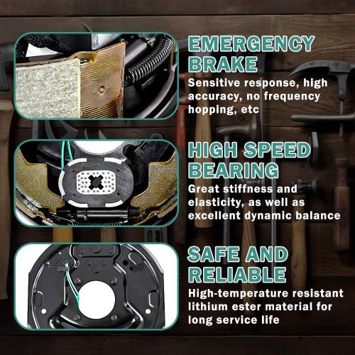 10 x 2-1/4 Trailer Electric Trailer Brake Assembly Right Side for 3500 lbs axle Heavy Duty Electric Trailer Brake Kits 10 x 2.25