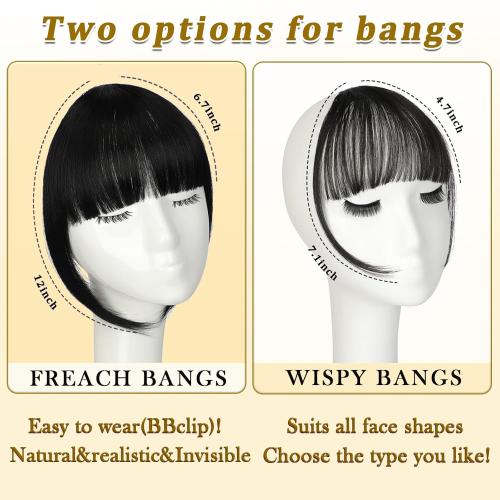 Bangs Hair Clip in Bangs, Fake Bangs Natrual Clip in Hair Extensions, Easy to Use Faux Bangs Clip on bangs, Wispy Bangs Fringe with Temples Hairpieces for Daily Wear (Silver Gray)