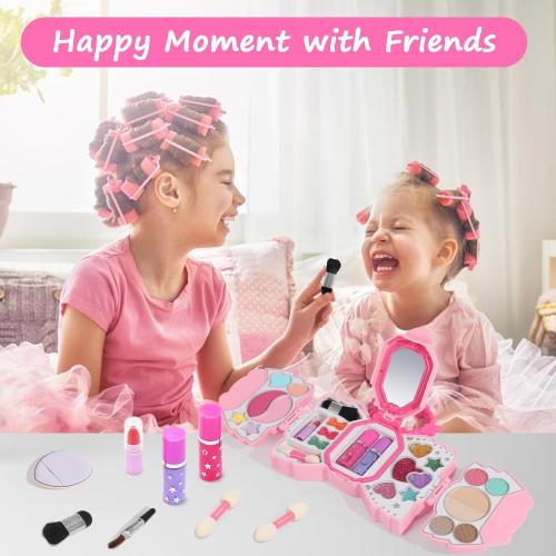 Topsolid Kids Makeup Kit for Girl, Real Washable Makeup for Kid with Mirror, Kids Makeup Sets for Girls 5-8, Princess Toys Cosmetic Set, Christmas & Birthday Gifts Toys for 3 4 5 6 7 8 Year Old Girls