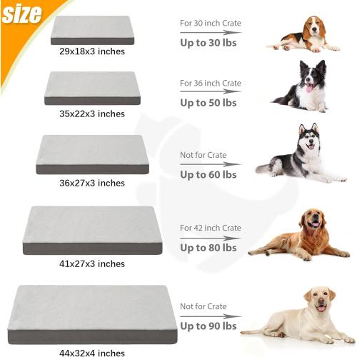KSIIA Orthopedic Dog Bed, Deluxe Plush Waterproof, 29 x 18 Inch, Gray, 3-Inch Thick High-Density Egg Crate Foam, Removable Cover, Machine Washable