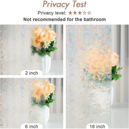 Haton Window Privacy Film, Stained Glass Rainbow Film Decorative Window Clings, Static Cling Sun Blocking Stickers Decals Coverings Tint for Home Heat Control, Non-Adhesive 17.5 x 78.7