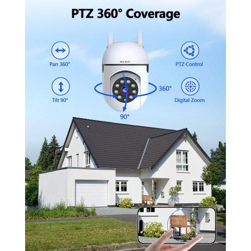 WEILAILIFE 【Auto Tracking & 2-Way Audio】 3MP Security Cameras Wireless Outdoor, PTZ WiFi Video Surveillance Cameras for Home Security