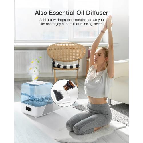 MORENTO 4.5L Top Fill Cool Mist Humidifier for Bedroom, Large Room, Home with 360 Nozzle, Auto Shut-Off, Humidity Setting, 50Hrs Runtime, Night Light, White