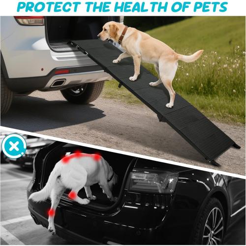 71 Long Dog Ramp for Car, Folding Pet Ramps for Large Dogs with Non-Slip Surface,Portable Dog Car Ramp for Car SUV & Truck Up to 350LBS