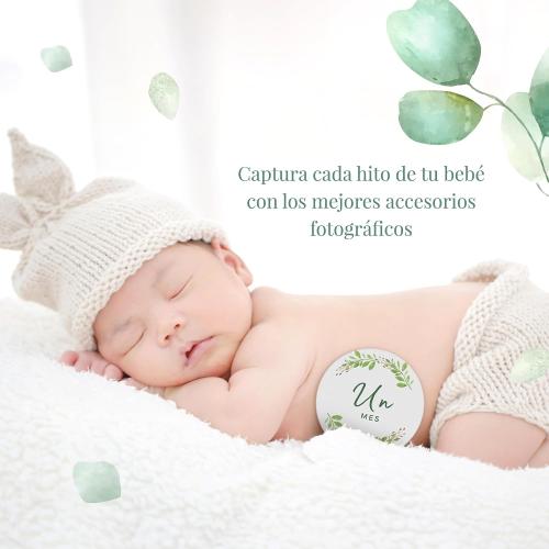 Baby Monthly Milestone 12 Sets - Monthly Baby Milestone Wooden Circle with Hello World Newborn Sign, 1-12 Baby Months Signs for Boy and Girl… (Spanish)