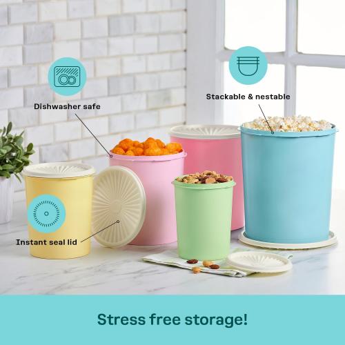 Tupperware Heritage Collection 10 Piece Nested Canister Set in Vintage Colors, Dishwasher Safe and BPA Free (5 Containers, 5 Lids)