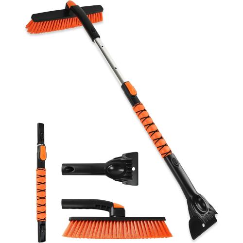 Ice Scrapers for Car Windshieldand Extendable Snow Brush with Foam Grip and 360° Pivoting Brush Head for Christmas Car Auto Truck SUV