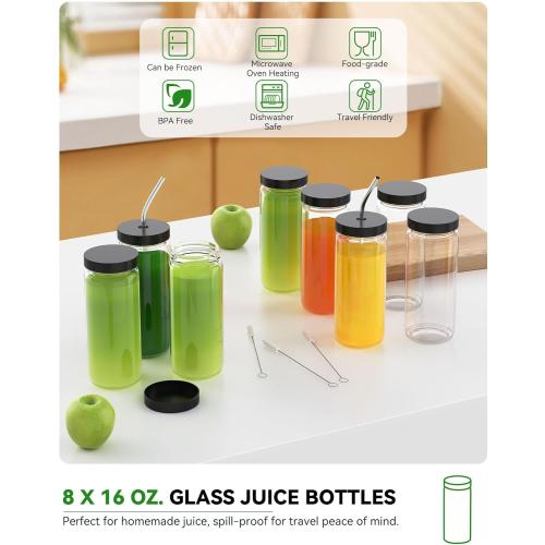 ACOQOOS Cold Press Juicer Machines with 8 Glass Juice Bottles, Cold Press Juicer Whole Fruit and Vegetable with 4.3 Feeding Chute, Easy to Clean Juicers with 2 Cups, Masticating Juicer Black (  The engine doesn’t turn on or off )