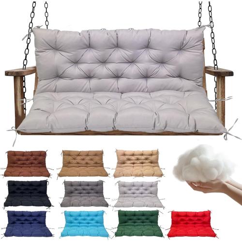 Swing Replacement Cushions for Outdoor: 2-3 Seater Waterproof Porch Bench Cushion with Backrest and Ties - 4 Thick Swing Cushion for Garden Patio Backyard Loveseat