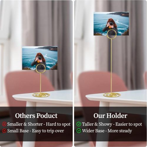 Table Number Holders 10Pcs - 8.75 inch Tall Table Number Stands Place Card Holder for Wedding Party Graduation Reception Restaurant Home Photo Picture Office Memo (Gold, 8.75)