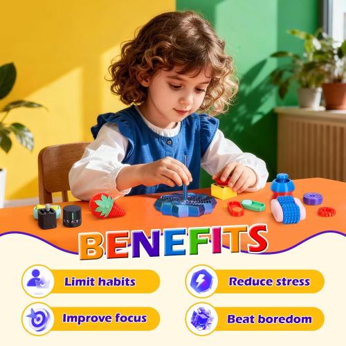 16PCS 3D Printed Fidget Toys, Sensory Toys for Kids with Autism ADHD, Classroom Treasure Box & Calm Down Corner Must Haves, Stress Relief Gifts for Kids Teens Adults