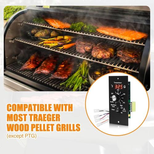 Digital Thermostat Control Panel Kit for Traeger Wood Pellet Grills, BAC236 Replacement Parts Digital Thermometer Pro Controller with 7 RTD Temperature Probe Sensor BAC194 Smoker Accessories