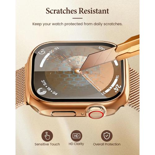 Metal Magnetic Band and Case Compatible with Apple Watch 38mm 40mm 41mm 42mm 44mm 45mm 46mm, Stainless Steel Milanese Mesh Loop Strap with Cover for iWatch Series 11 10 9 8 7 6 5 4 3 2 1 SE