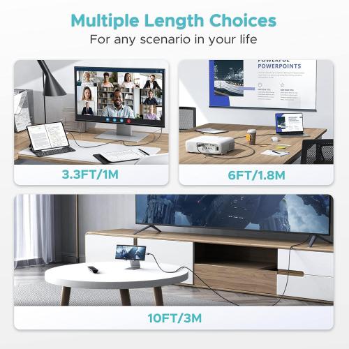 Warrky 4K 60Hz USB C to HDMI Cable 3.3ft [Anti-Interference Gold-Plated Plugs] Aluminum Type-C to HDMI 2.0 Cord, Thunderbolt 3/4/5 Compatible for iPhone 15/16 Series, MacBook, iMac, iPad Pro, Galaxy