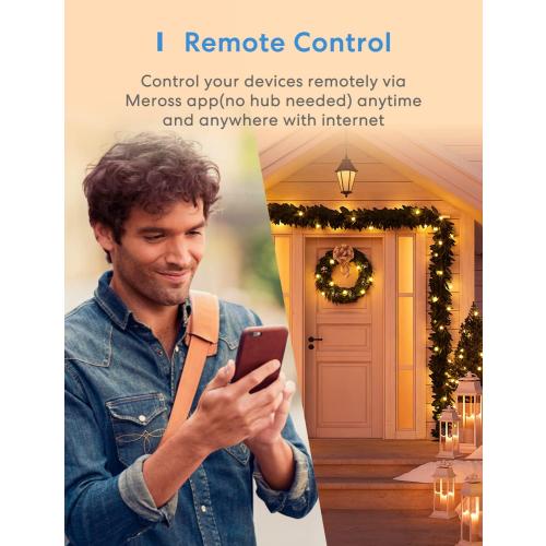 Black Outdoor Smart Plug, meross Outdoor Wi-Fi Outlet with 3 Independent Sockets Compatible with Apple Homekit, Alexa and SmartThings, Voice & Remote Control, Timer, 2.4 GHz only,Black