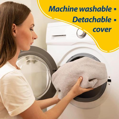 AAAAAcessories D-Shaped Chair Cushions, 2 Thick Dining Chair Pads with Ties and Removable, Machine-Washable Cover, 17 x 16, Set of 6, Oatmeal Beige