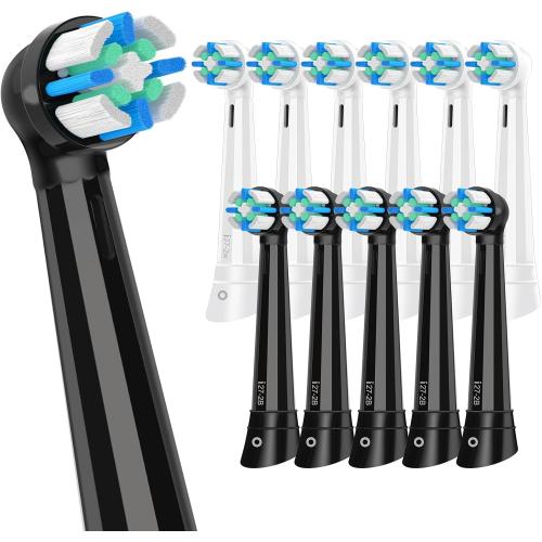 12 PCS IO Replacement Heads Compatible with Oral b iO 2/3/4/5/6/7/8/9/10 Series Electric Toothbrush, Brush Heads Compatible with Oral B IO for Teeth Cleaning (Black/White)