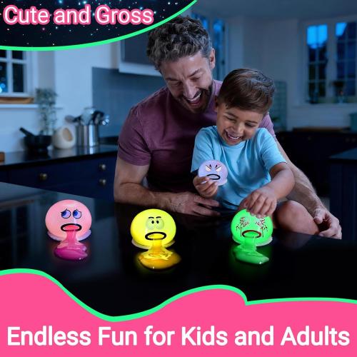 4 Pack Puking and Sucking Slime Ball Fidget Toy, Glow in The Dark Vomiting Stress Balls, Hilarious and Gross Prank Toys Gag Gift, Novelty Sensory Squeeze Toy for Kids Adults