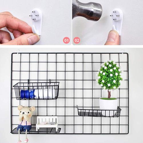 GBYAN 2 Pack Wire Wall Grid Panels with Lights and Clips Large Photo Board for Picture Display Wall Organizer Grid Wall Shelf for Home Office, Room Decoration for Teenagers and Adults