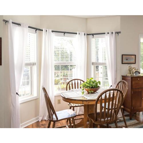 Black Bay Window Curtain Rod, HOTOZON 1 Inch Curtain Rods for Bay Windows 36-72 Inch(Center Rod), 20-36 Inch Side Rods for Windows, Heavy Duty Decorative Drapery Rod with End Cap Finials