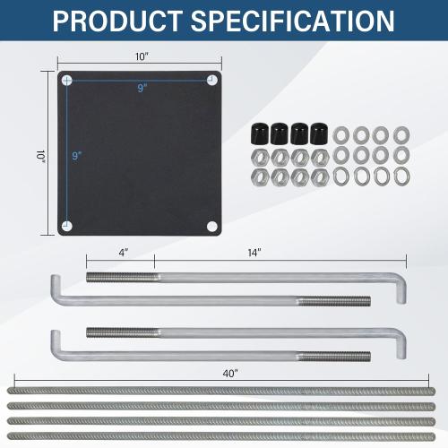 Basketball Hoop Anchor Kit, Universal Fit Ground Anchor Kit, Basketball Mounting Kit for Easy Relocation and Compatible with All Basketball Goals