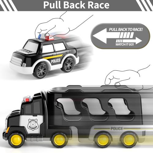 Bennol Toddler 5 in 1 Police Truck Toys for 1 2 3 4 5 Year Old Boys, Police Rescue Vehicles Car Trucks Bus Helicopter for Kids Ages 1-3 3-5, Car Toys for 1 2 3 4 5 Year Old Boys Girls Birthday Gifts