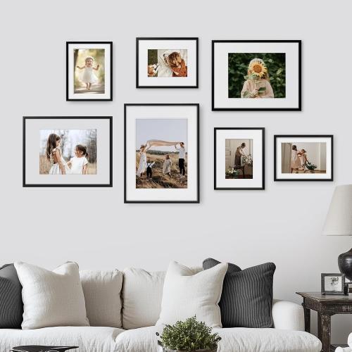 ZLG Black 5x7 Frame, Premium 5x7 Metal Frame Matted to 4x6, 5x7 Picture Frame, High Definition Plexiglass, Wall Hook Included, Set of 1