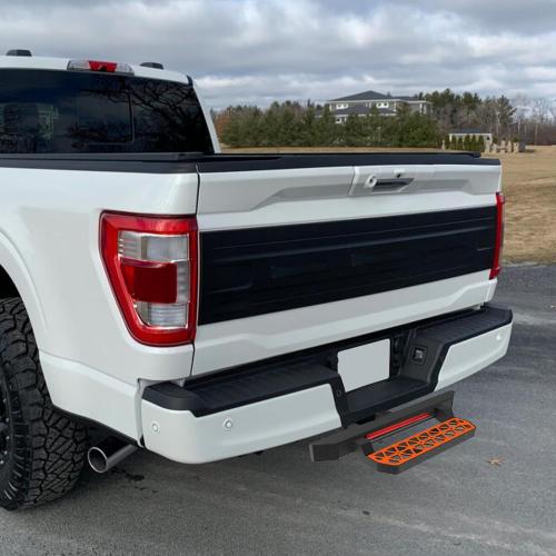 Universal Trailer Hitch Step for 2 Inch Receiver w/LED Brake Light, Tow Drop Hitch Step Bar Rear Bumper Guard Protector with Pin Lock & U-Bolts Stabilizer for Pickup Truck Van RV SUV ATV Car