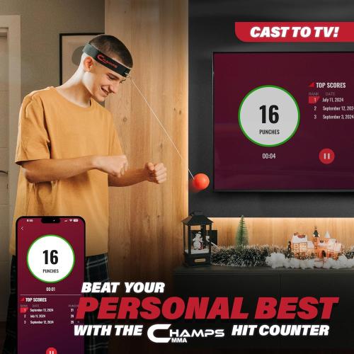 Champs MMA Boxing Reflex Ball Set with Punch Counter App – Hand-Eye Coordination & Speed Training Kit