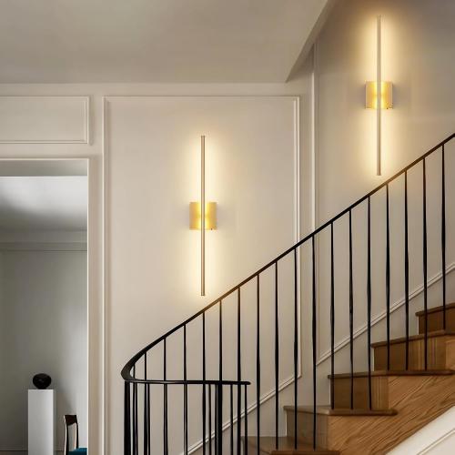 KARTOOSH Battery Operated Wall Sconces with Remote Control, Dimmable Wall Sconces Set of Two, 350°Rotate, 3000K LED Gold Wireless Wall Light for Living Room, Hallway, Bedroom, 28.3 Inch (2 Pack)